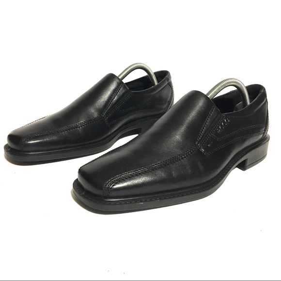 Ecco Leather Loafers Black Dress Shoes size 7